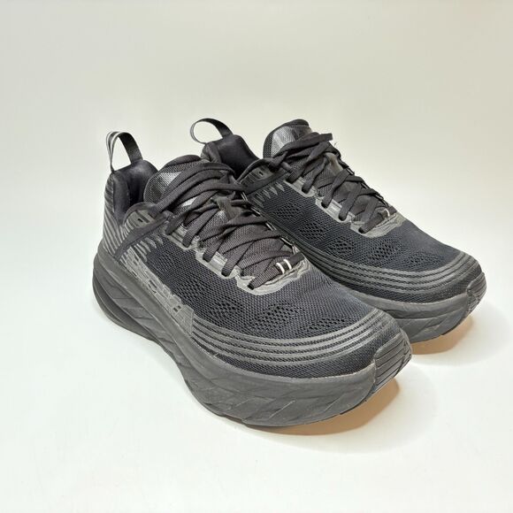HOKA ONE ONE  Bondi 6 Black Performance Training Athletic Shoes  Womens Size 8.5 - Picture 1 of 11